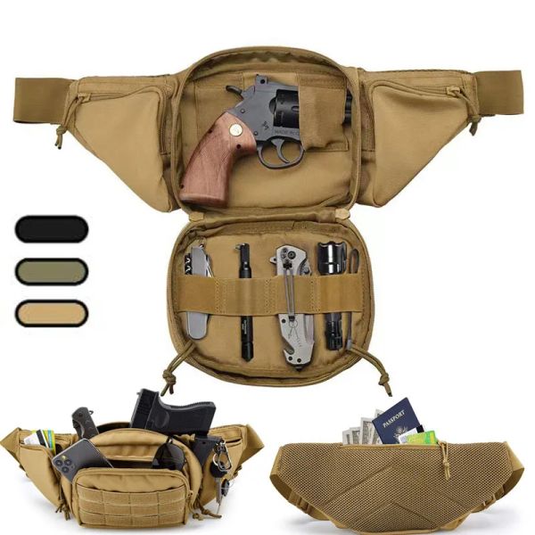 Bolsas Tácticas Molle Wist Hen Men Military Pistol Gun Pack Holster Pack Hunting Fanny Pack Bolsas para caminar para acampar al aire libre Bolsas de senderismo