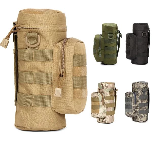 Bolsas Tácticas Molle Water Bottle Bag Portable Polla de linterna Polla de botella colgante para acampar al aire libre Pesca de senderismo