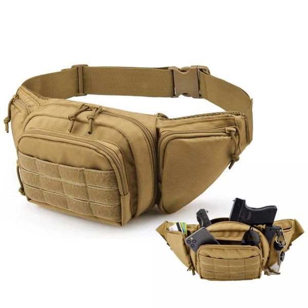 Sacs Sac à pistolet de taille tactique Sac à canon invisible Sports extérieurs Men Sports de chasse Poches de rangement avec bracelet MOLLE