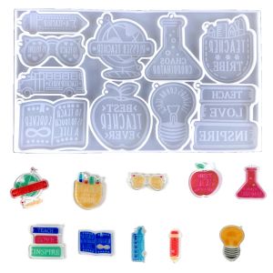 Zakken leraren boek Potlood Key Chain hanger Siliconen schimmel Diy Backpack Decoratief ornament hanger cadeau voor leraren