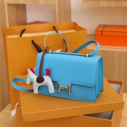 Bags Texture bag women's 2022 new solid color sling one shoulder style pony pendant Messenger Bag Purse