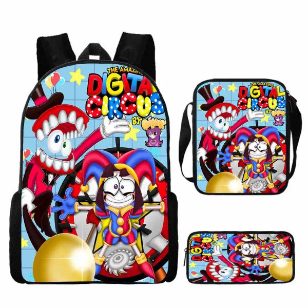 Sacs The Amazing Digital Circus School Sac pour garçons Girls Children Backpack Sac à dos Set for School Anime Kawaii CartoonKids Sac meilleur cadeau