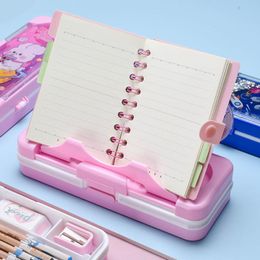 Bolsas trelayer luminoso trozo y lápiz caja niña de niña gran capacidad estudiante primaria estudiante plástico creativo lápiz lápiz