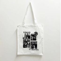 Sacs Tokio Hotel Femmes Sac à achats Cartoon Eco réutilisable Femme Tote Sac Tote Sacs pour femmes Livraison gratuite Sac de magasin d'épaule