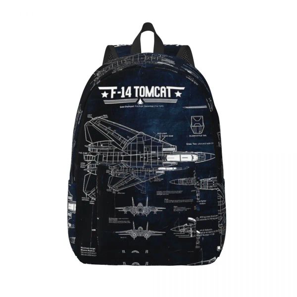 Sacs Tomcat F14 Blueprint USAF Navy Backpack Elementary High College School Student Bookbag Bookbag TEENS