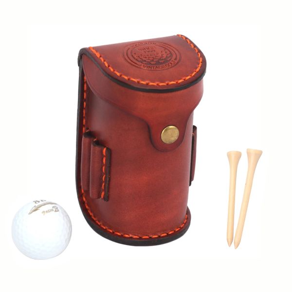 Sacs Tourbon Vintage Mini Portable Golf Ball Sac Tee Holder titulaire de 2 balles DIVOT TOLDER VEGETABLE Cuir en cuir