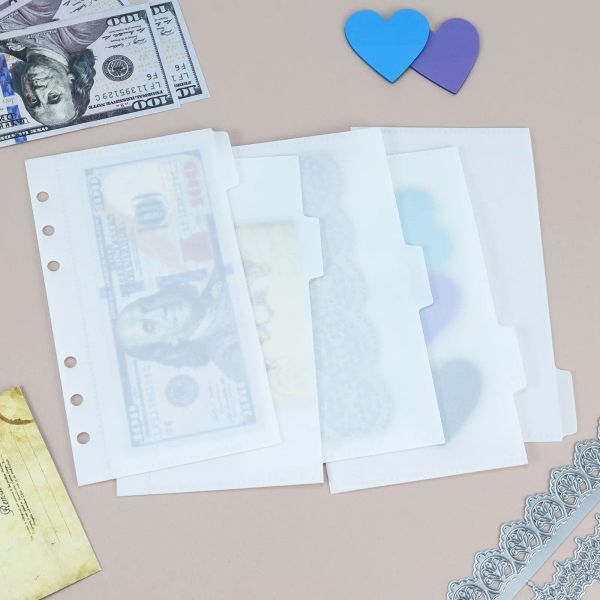 Sacs translucides A6 Divider Cash enveloppes en plastique avec des onglets pour l'organisateur de monnaie de classeur budgétaire