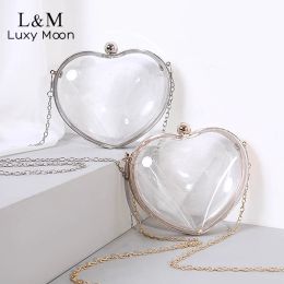 Sacs d'embrayage transparent pour femmes en forme de coeur sac en acrylique sac de soirée en argent en argent sac à bandoulière et sacs à main sac x491h