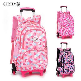 Tassen reizen Backpack for Children Girls Trolley Schoolbag Primaire Kind Orthopedische school Bagpacks met wielen; SAC A DOS ENFANT FULLE