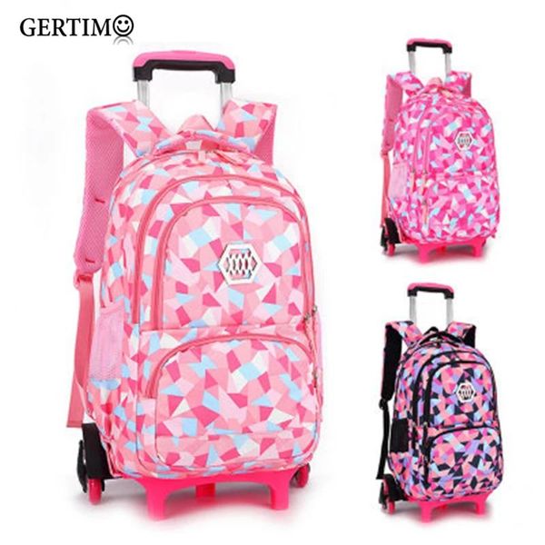 Sacs Travel Sac à dos pour enfants filles Trolley Carbag Priming Child Child Orthopedic School Bangpacks avec roues; SAC A DOS ENFANT FILE