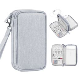 Sacs Organisateur de voyage d'électronique, sachet de transport à double couche pour la banque d'alimentation, le téléphone, le chargeur, les câbles USB et autres accessoires téléphoniques