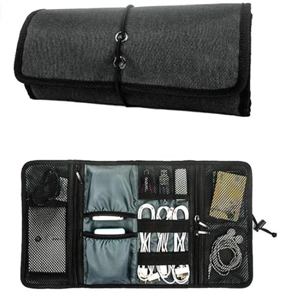 Sacs Travel Organisateur Pack d'accessoires électroniques, Sac de rangement de boîtier de transport à outil pour chargeur USB SD Carte mémoire du disque dur flash