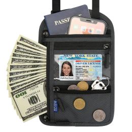 Zakken reizen paspoorthouder zakje beveiligde nek portemonnee RFID blokkeren draagbare en lichtgewicht nek portemonnee voorraad portemonnee voor mannen en w