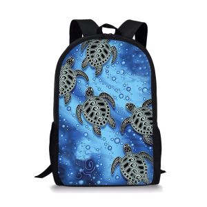 Bolsas de modernas mochila estampada de estampado de patrón de tortuga marina 3D para adolescentes