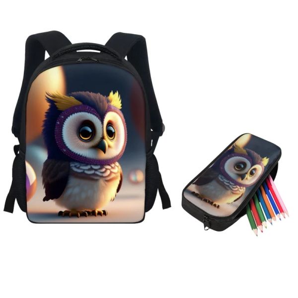 Sacs Twoheartsgirl Cartoon Owl Kid School Sac Sac crayon ensemble de beaux enfants à l'école Mini Rucksack Toddler Toddler Schoolbags stylo