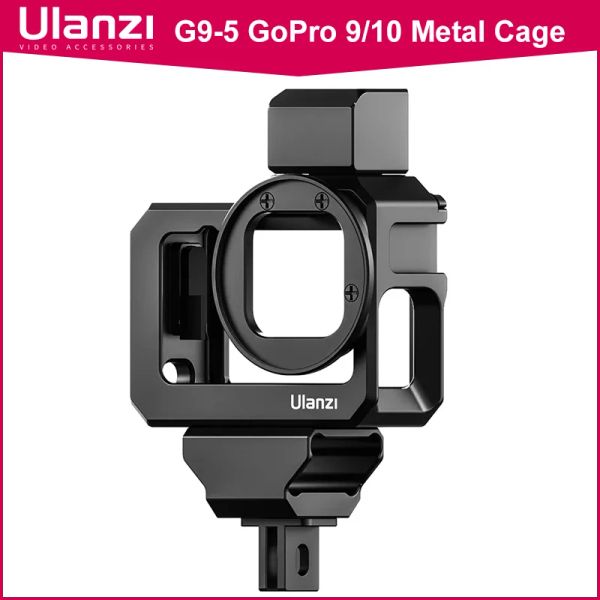 Sacs Ulanzi G95 Cage métallique pour Gopro Hero 11 10 9 boîtier de cadre noir avec caméra de chaussure froide étendre 52mm adaptateur de micro de filtre