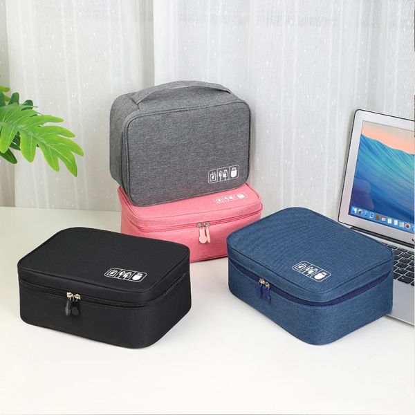 Sacs USB Data Data Power Bank Storage Sac de voyage Organisateur cosmétique Case de rangement de câble portable Organisateur numérique imperméable