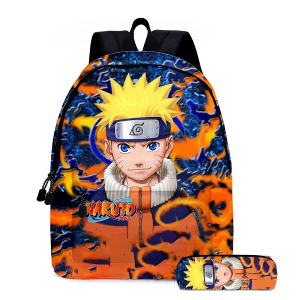 Sacs Uzumaki Anime à double face imprimement sac à dos scolaire sasuke garçons girls fashion ordinateur portable de grande capacité sac à école pour cadeau