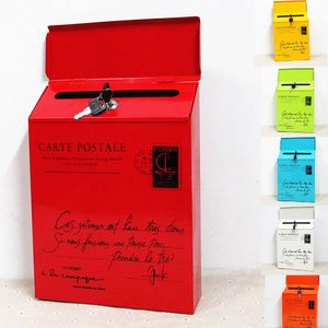 Bolsas Vintage hierro buzón de correo caja de letras Retro montaje en pared buzón de correo Postal carta periódico buzón creativo decoración de jardín
