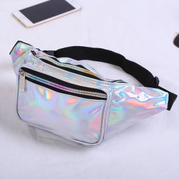 Sacs Taist Packs Silver 80s Fanny Pack For Women Grels Men Rave Festival Beltes Holographic Camping Waistbag Travel Running Party