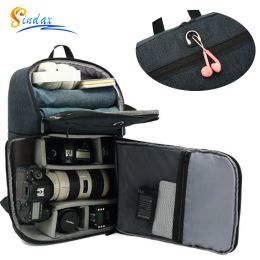 Sacs Sac à caméra DSLR imperméable Bagure de caméra avec trous d'oreille en charge sac photo extérieur pour canon Nikon ordinateur portable Tripod Video Lens Sac