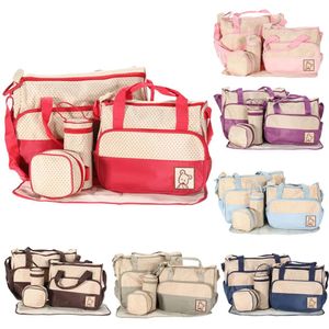 Sacs en gros 5 pièces/ensemble multifonctionnel momie bébé sac couche-culotte à langer sac à main 5 taille couche-culotte serviette bébé vêtements bouteille de lait Stor