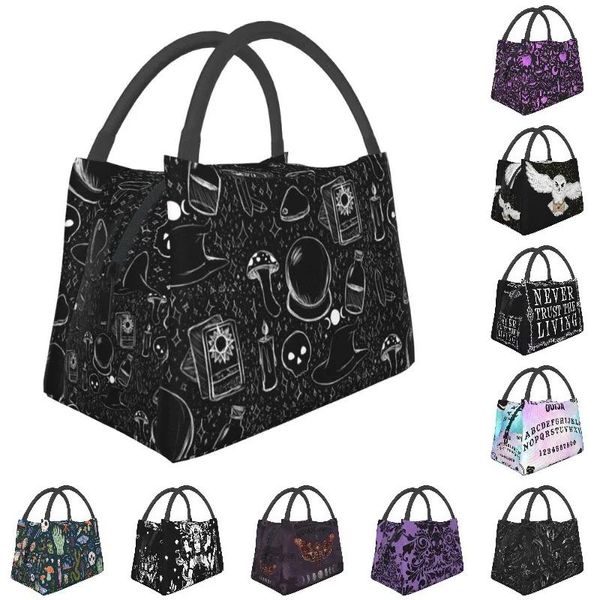 Bolsas de pizarra bruja Sprooky Bruja Skull Bolsos de almuerzo aislados para mujeres Resioales Colimitación de Halloween Goth Halloween Termal Faller Almorzador