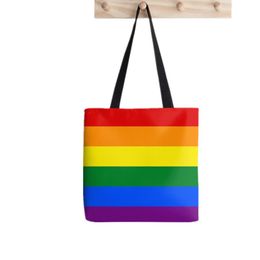 Sacs Femmes LGBT Pride Rainbow Flag Shopper Tote Tote Bagharuku Shopper Handbag Girl Girl Sac Shoping Sac Lady Canvas Sac