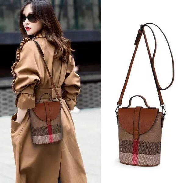 Sacs Bags pour femmes Mini Lattice Canvas Leather Zipper Fashion Mobilebag Mobile Phone Sac à main sac à main pour femmes Small Bagas