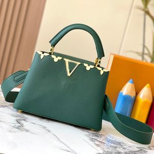 Tassen Dames Designer Capucines Tas Handtas Zwart Groen Met Metalen Capucines Bloemkroon Schoudertas Crossbody Portemonnee Totes