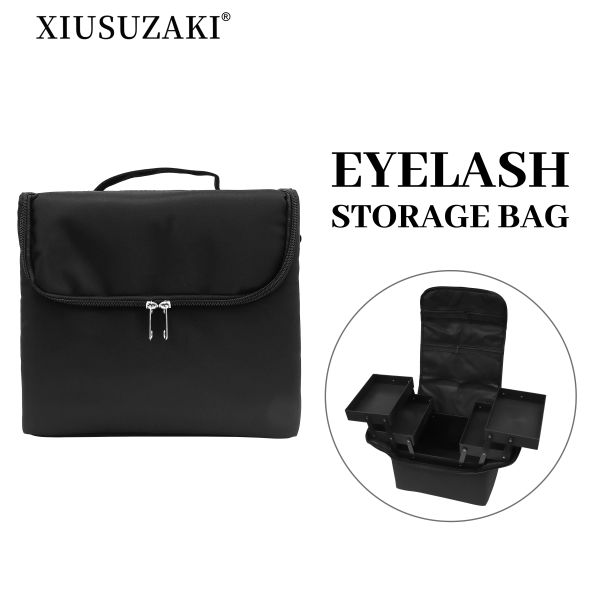 Sacs Xiusuzaki Boîte de rangement portable Portable Boîte de rangement des cils Sac Cas de cosmétique noire