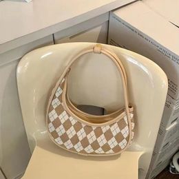 Sacs Xiuya Trendyol sac en toile Style coréen sacs à main sous les bras pour femmes Argyle Check impression décontracté automne 2022 fermeture éclair femme sacs