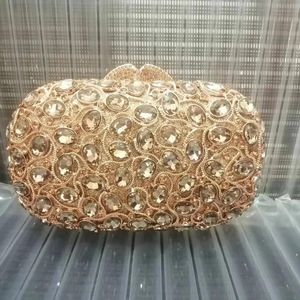 Bolsos Xiyuan Bolsos de noche de cristal dorado Bolso de mano nupcial para mujer Bolso de mano con diamantes de imitación Bolso de novia Monederos Bolso de mano de China con cadena