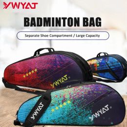 Sacs YWYAT Sac de badminton pour 3 raquettes Sacs de sport à bandoulière imperméables de grande capacité avec compartiment à chaussures