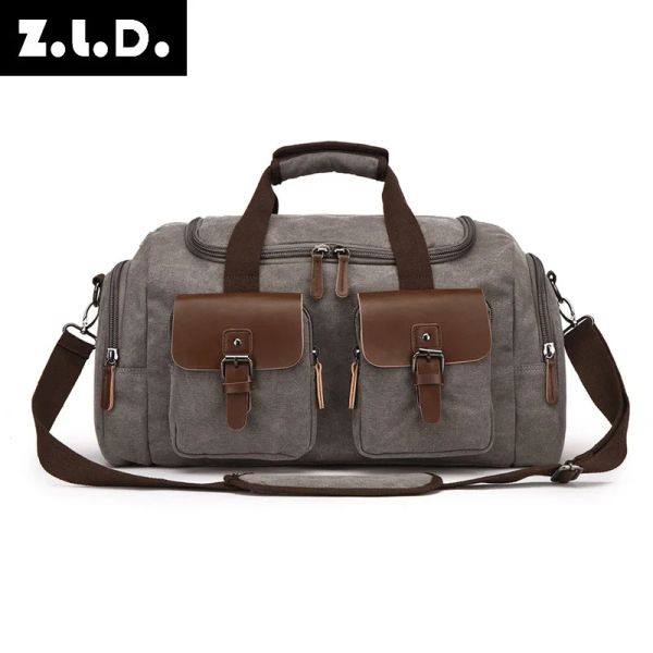 Bolsas Z.L.D.Bolso de viaje de la marca de moda Bag Retro Canvas Bag Mase de hombres Gran capacidad Bolsa de fin de semana Sac