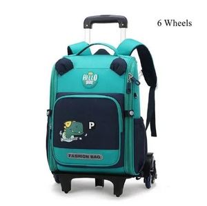 Tassen Ziranyu Kids School Rolling Backpacks For Boys School Wheel Sired Bag Student Trolley Book Bag Wiel Bag Girls School Trolley Bag