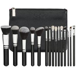 Tassen ZOEVA Make -up borstel 815pcs Lederen vrouwen Zip Handtas Professionele poeder Foundation Oogschaduwmake -upborstel Make -upgereedschap