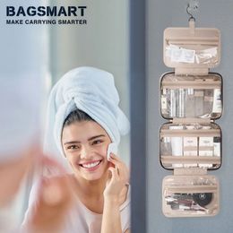 Bagsmart hangende toilettas tas waterdichte cosmetische make -up case buitenreistas voor toiletartikelen badkamer opbergdoos 240515