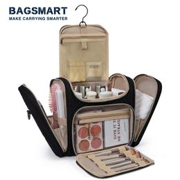 BAGSMART trousse de maquillage pour femmes résistant à l'eau grande capacité trousse de toilette cosmétique pour maquillage organisateur de voyage essentiels 240123
