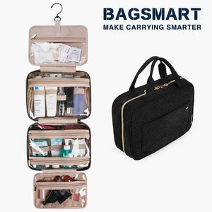 Bagsmart make -up cosmetische tas met hangende haak Water -resistente toilettistochtorganisator voor toiletartikelen op ware grootte 231222