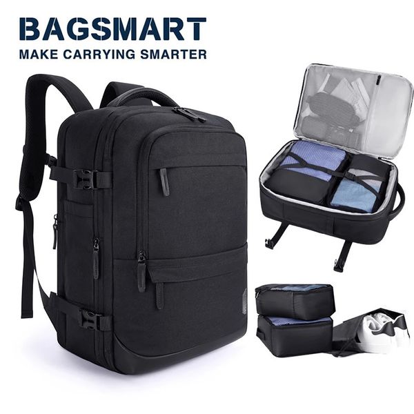 Bagsmart Travel Sac à dos Men 4PCS Multifonction bagages Lightweight ImperproofProping Bagpacks Cababe avec chaussures Pocket 231222