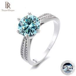 BagueRingen 1ct rond 18K plaqué or blanc 100 925 bague en argent diamant Test réussi bijoux femme fille cadeau 240119