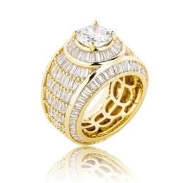 Baguette cluster CZ Iced Out Diamond Ring Hoogwaardige witgouden bling Fashion Hip Hop sieraden voor herenringen296JJ