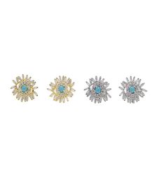Baguette CZ Vuurwerk Evil Eye Stud Earring Pave Cubic Zirconia Turquoise Gemstone Elegance Gorgeous Lucky Women Jewelry7253786