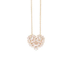 Baguette Firework Heart Pendant Collier Fomen Women Gold Sier de haute qualité Sparking Bling CZ Collar