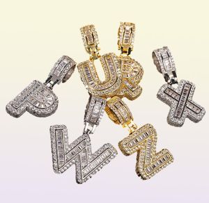 Baguette Letters Colliers Pendant Nom personnalisé Charme Gold Silver Rose Gold Gold Fashiom Hip Hop Initiales de bijoux qui avec 3M8479646
