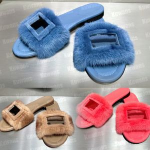 Baguette Mink Slides Signature Cuir Slide Femmes Sandales Pantoufle Plage Designer Appartements Sandale Tongs Haute Qualité Luxe Large Bande Diapositives Mules