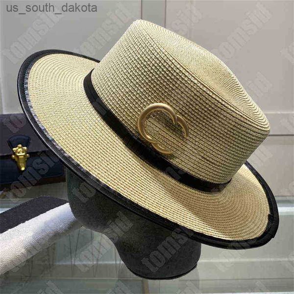 bai cheng Hommes Femmes Designer Str Chapeau Mode Sunhat Marque Or Boucle Herbe Tresse Designers Seau Chapeaux Pour Femme Casquette De Baseball Casquettes De Baseball 4 Couleurs