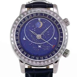 Baida YL Star Series montre mécanique pour hommes diamant incrusté de verre bleu automatique lumineux