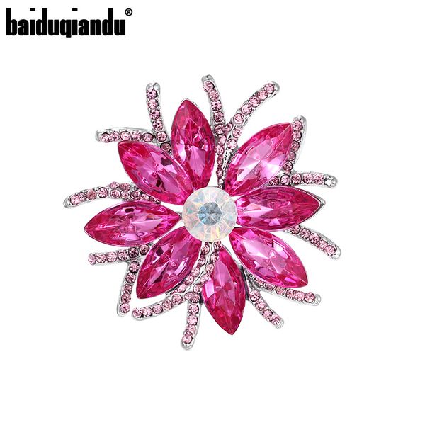 Baiduqiandu nouveauté couleurs assorties rose rouge bleu violet cristal fleur broche broches pour femmes mode bijoux fantaisie